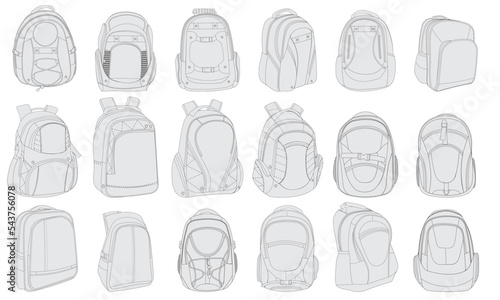 set of backpacks vectors