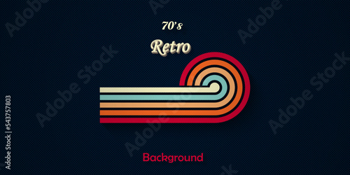 Retro style background with colorful rounded simple lines trendy 1970s vintage design