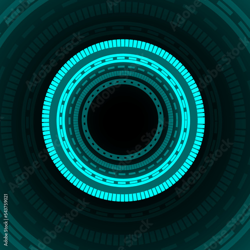 Blue circle technology rotation on black background, abstract background concept for security system