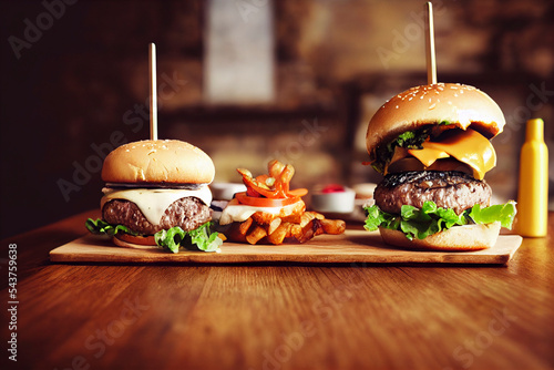 Burger image for menu and advertising.