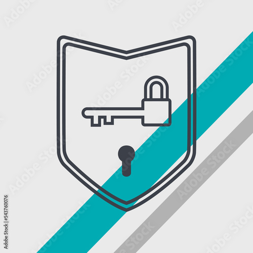 illustration of shield defend lock and key