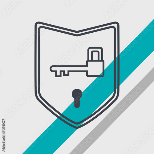 illustration of shield defend lock and key