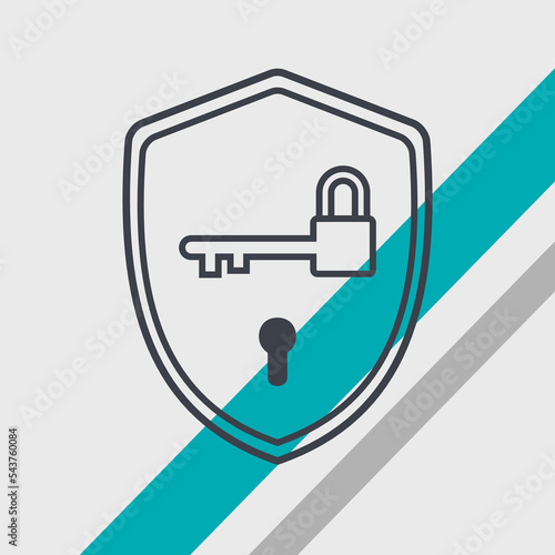 illustration of shield defend lock and key