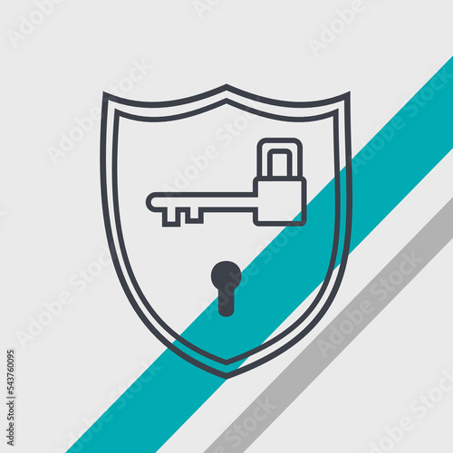 illustration of shield defend lock and key