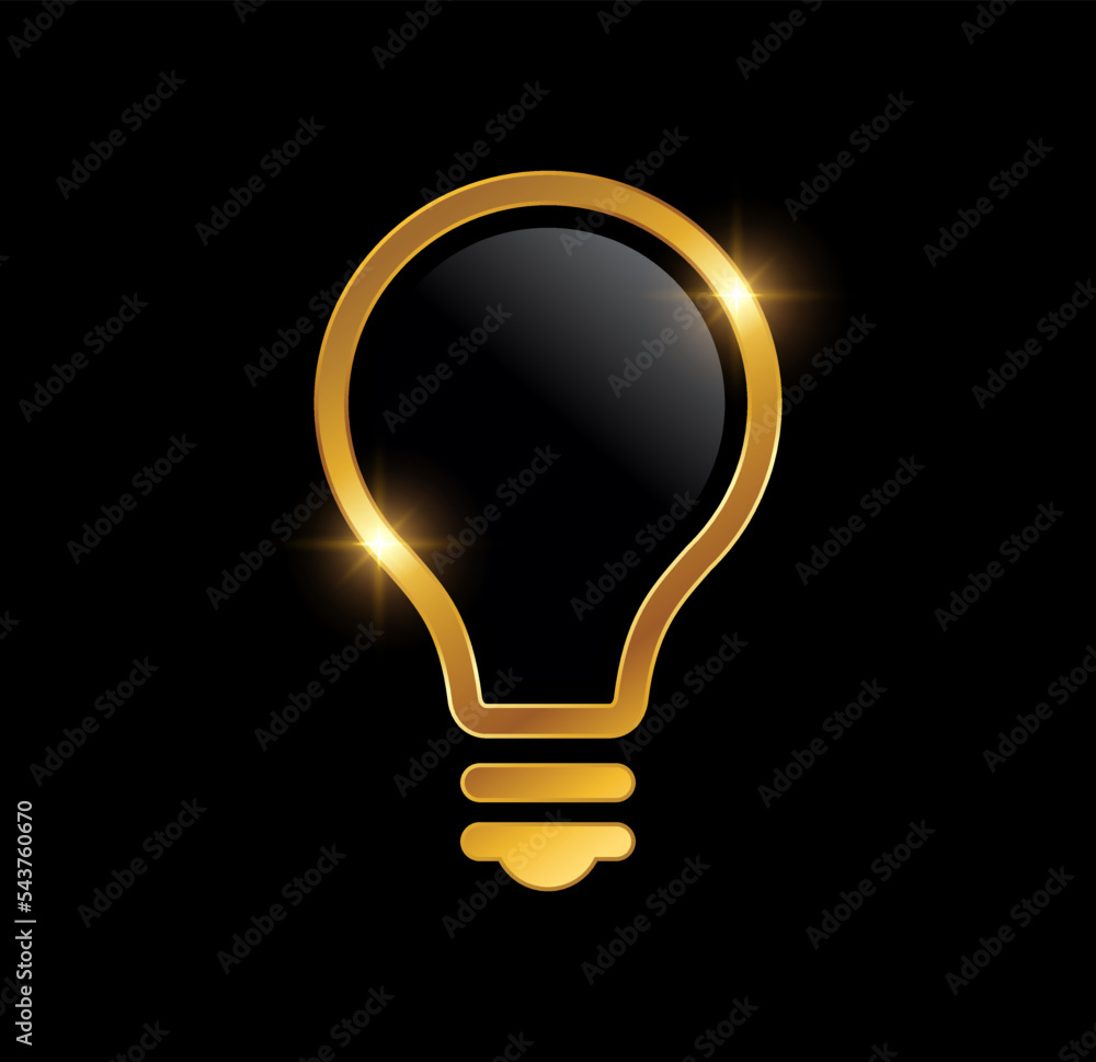 Golden Luxury Light Bulb Vector Icon Golden Luxury Light Bulb Vector Icon