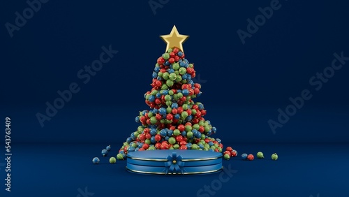 Pódium Navideño Árbol de Navidad Azul