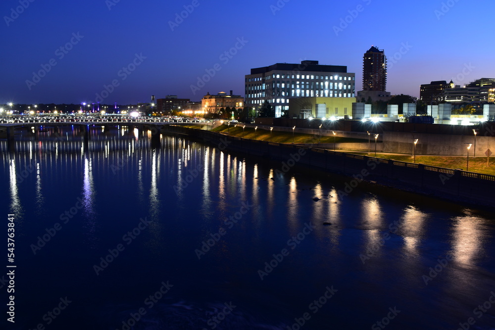 Des Moines, Iowa- October 22, 2022: Des Moines Skyline at Night