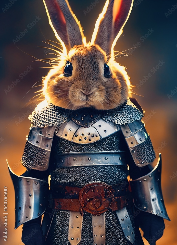 Spectacular Battle Ready Rabbit Knight In Medieval Portrait Digital