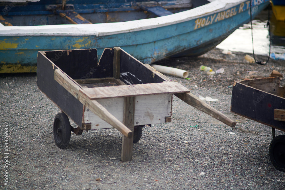 Push carts parked on the sea shore Push carts parked on the sea shore