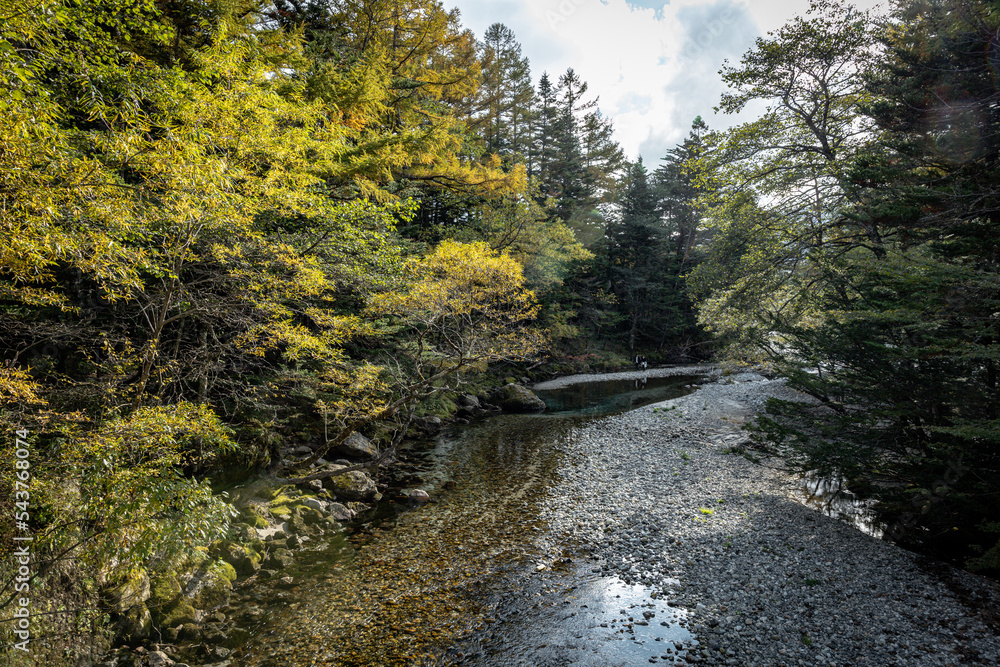Azusa river flows through Kamikochi, into the Matsumoto Basin. The river itself flows from a spring located deep within Mt. Yari, perhaps the most famed peak in the Northern Alps. Azusa river flows through Kamikochi, into the Matsumoto Basin. The river itself flows from a spring located deep within Mt. Yari, perhaps the most famed peak in the Northern Alps.
