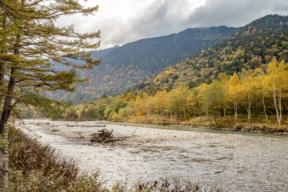 Azusa river flows through Kamikochi, into the Matsumoto Basin. The river itself flows from a spring located deep within Mt. Yari, perhaps the most famed peak in the Northern Alps. Azusa river flows through Kamikochi, into the Matsumoto Basin. The river itself flows from a spring located deep within Mt. Yari, perhaps the most famed peak in the Northern Alps.