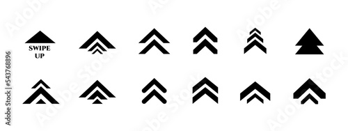 Set swipe up arrow icon. Different black arrow sign. Scroll or swipe up icon for web design