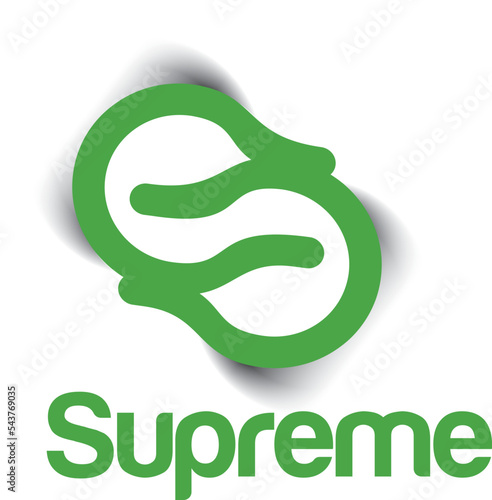 Digital illustration of a green supreme sign with the letter S for brand company logos