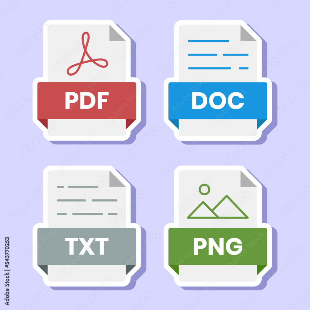 Document file format folder pdf doc xls jpg zip txt png json ppt csv