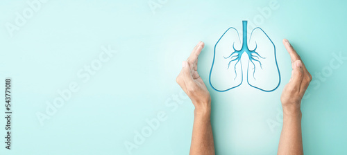 hand cover sign symbol of lung for lung disease protection, World Lung Cancer Day, world tuberculosis day or other each about lung health