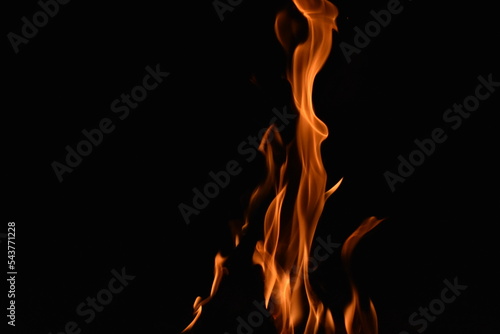 Flames from a Campfire in the Dark Night