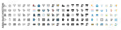 HVAC systems icons vector , Air condition, Compressor, Chiller