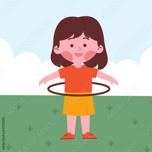 Girl playing hula hoop