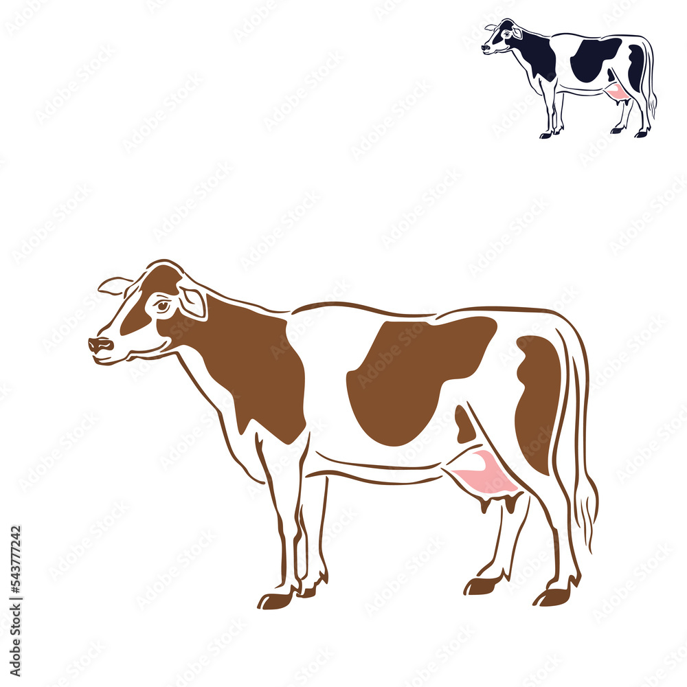 red holstein milk cow logo, silhouette of simple and line drawing sairy vvector illustrations red holstein milk cow logo, silhouette of simple and line drawing sairy vvector illustrations