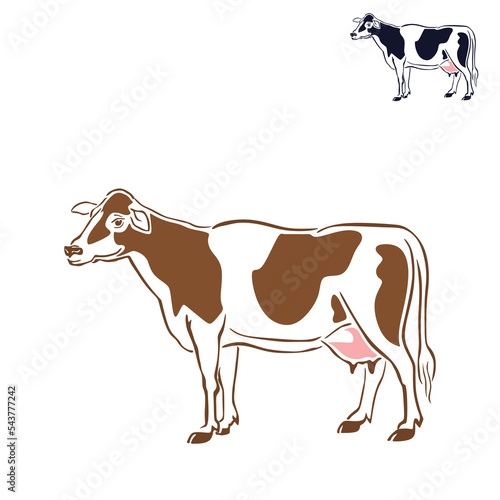 red holstein milk cow logo  silhouette of simple and line drawing sairy vvector illustrations