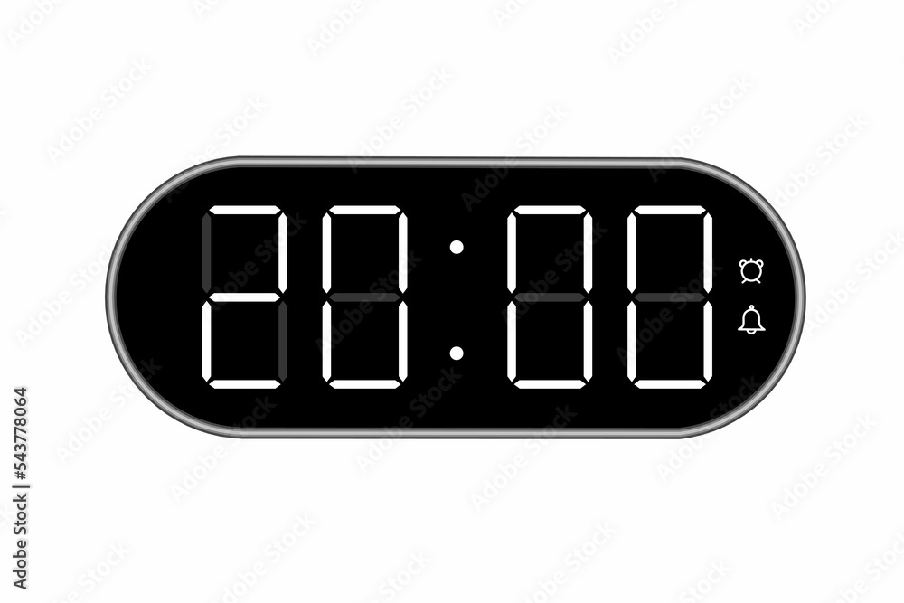 Vector Flat Illustration Of A Digital Clock Displaying 20 00 vector-flat-illustration-of-a-digital-clock-displaying-20-00