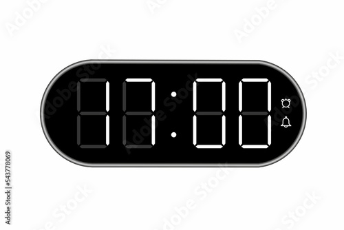 Vector flat illustration of a digital clock displaying 17.00 . Illustration of alarm with digital number design. Clock icon for hour, watch, alarm signs.