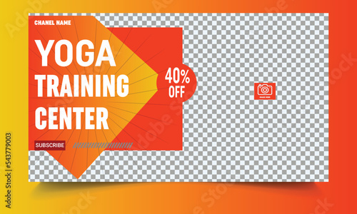 Gym fitness you tube thumbnail template design and video thumbnail template, Video cover photo template for social media post template design