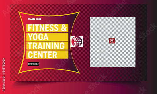 Gym fitness you tube thumbnail template design and video thumbnail template, Video cover photo template for social media post template design
