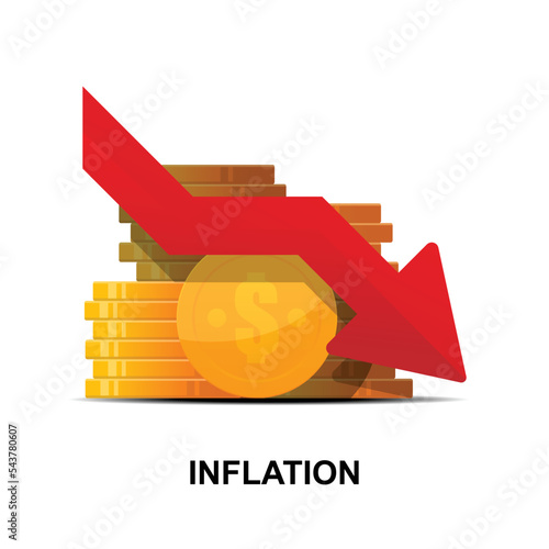 inflation icon, Economy crisis, inflation investment loss isolated on white background vector illustration.