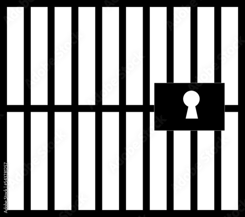 Jail or prison with bars and locked door line art vector icon for games and apps.eps
