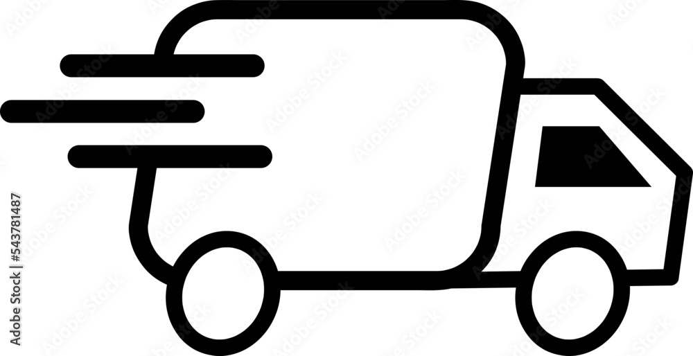 Fast moving shipping delivery truck line art vector icon for transportation apps and websites.eps Fast moving shipping delivery truck line art vector icon for transportation apps and websites.eps