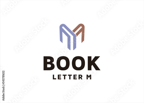 book logo design with letter m abstract symbol