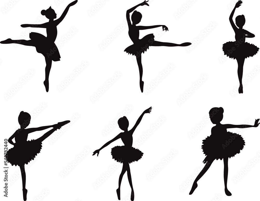 Collection of Ballerina isolated vector Silhouette