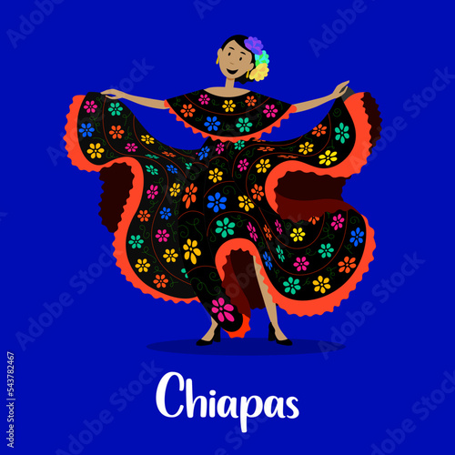 Traje típico de méxico de mujer del estado de Chiapas