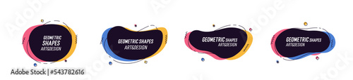 Set of modern organic shapes. Fluid vector trendy elements. Template graphics with geometric speech bubbles and banners with frames to put your own text