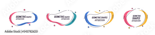 Set of modern organic shapes. Fluid vector trendy elements. Template graphics with geometric speech bubbles and banners with frames to put your own text