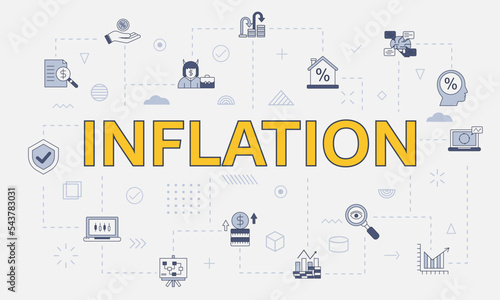 inflation concept with icon set with big word or text on center
