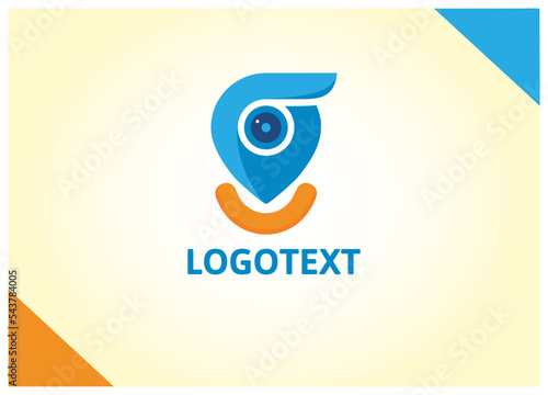 Smiling Map Marker with Camera logo vector design