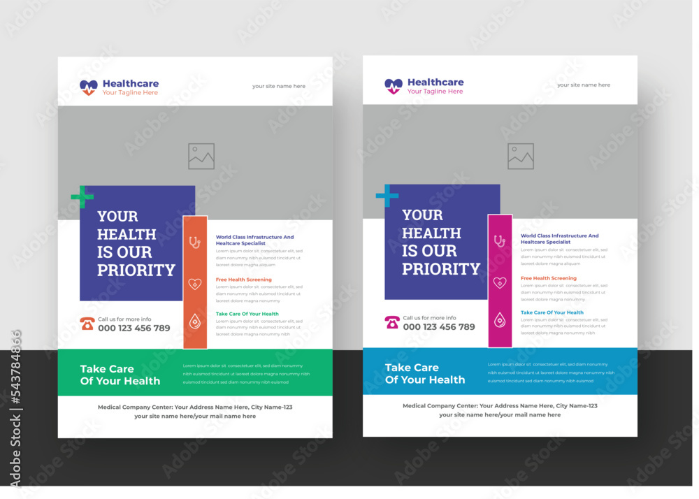 Naklejka premium Medical Healthcare Flyer Template, Leaflets a4 Template, Flyer Design, Doctor Flyer Template