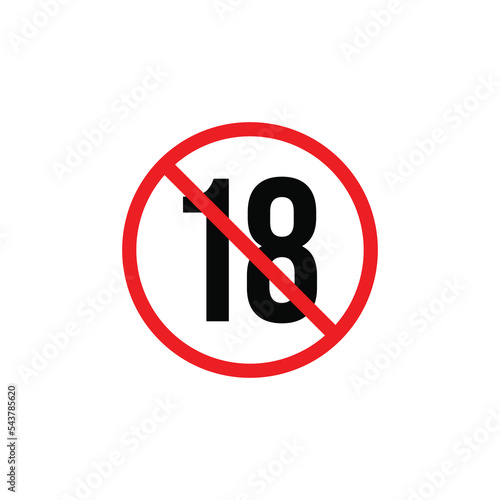 Forbidden under 18 symbol. Under 18 not allowed symbol vector