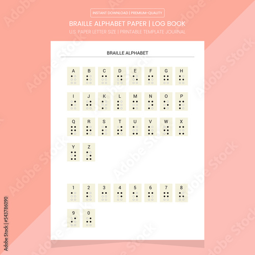 Braille Alphabet Paper Journal | Braille Alphabet Log Book Printable Template
