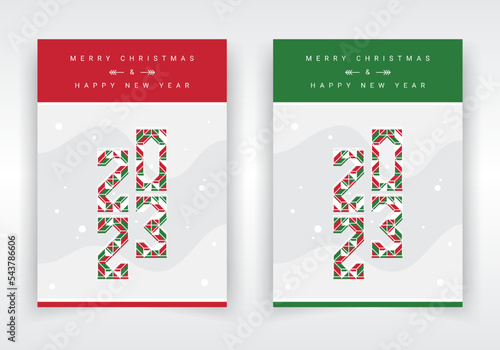 Merry christmas and happy new year 2023 poster in technological or constructional theme
