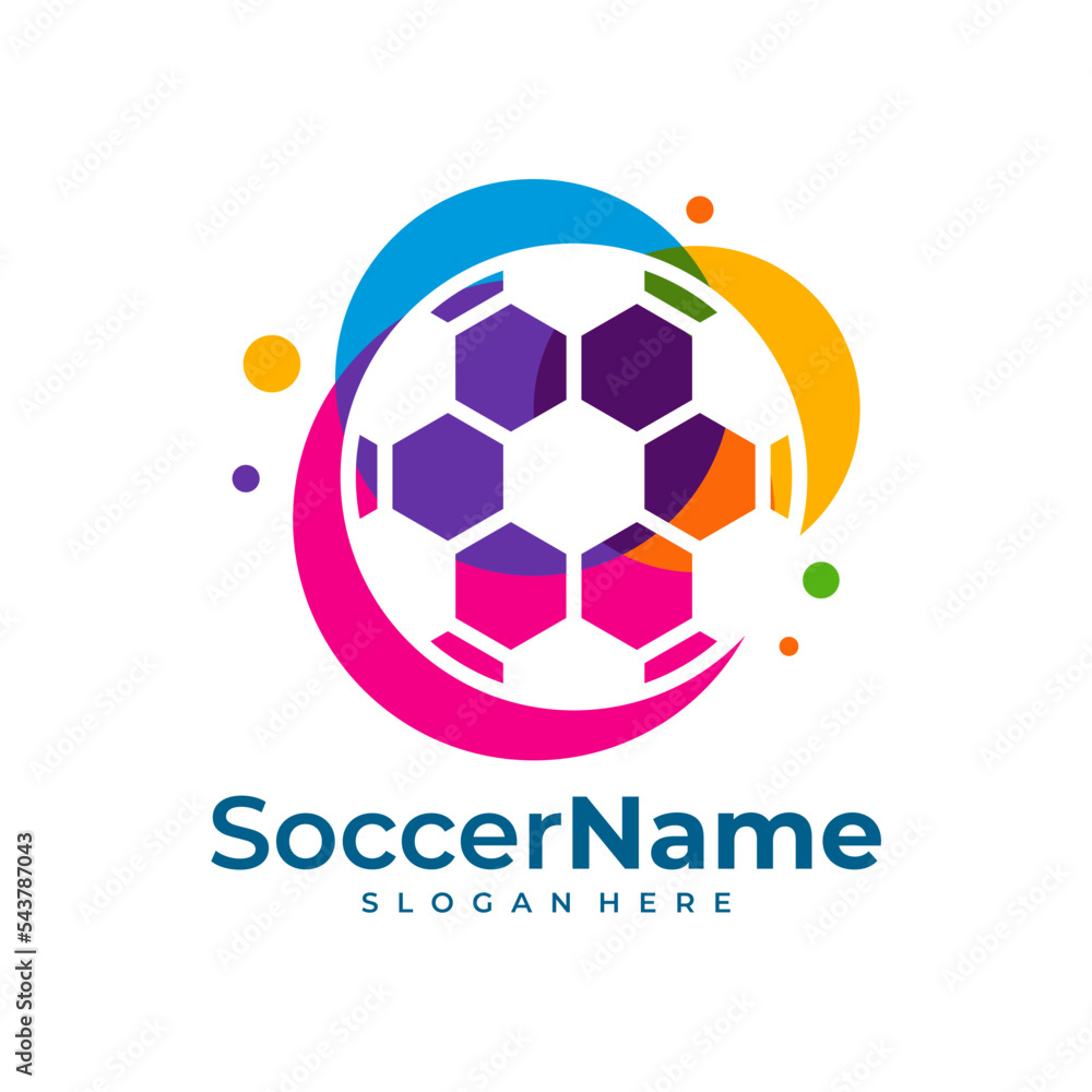 Obraz premium Colorful Soccer logo template, Football logo design vector