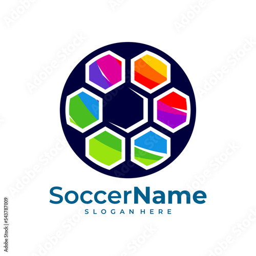 Colorful Soccer logo template  Football logo design vector