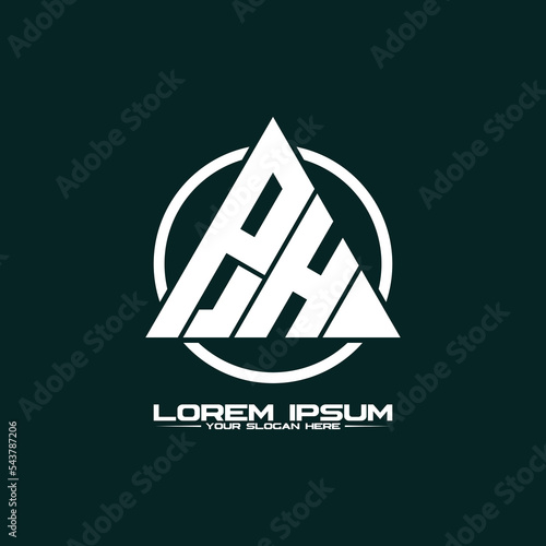 Letter PH triangle logo design vector