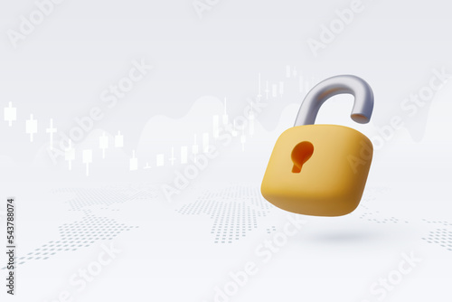 3d Vector Lock and Key, Open the lock with the key. Data Protection, Safety, Encryption, Protection, Privacy concept.