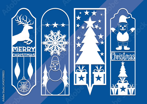 laser cut Die and decorative panel bookmark patterns. set of bookmark templates.