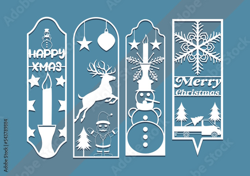 laser cut Die and decorative panel bookmark patterns. set of bookmark templates.