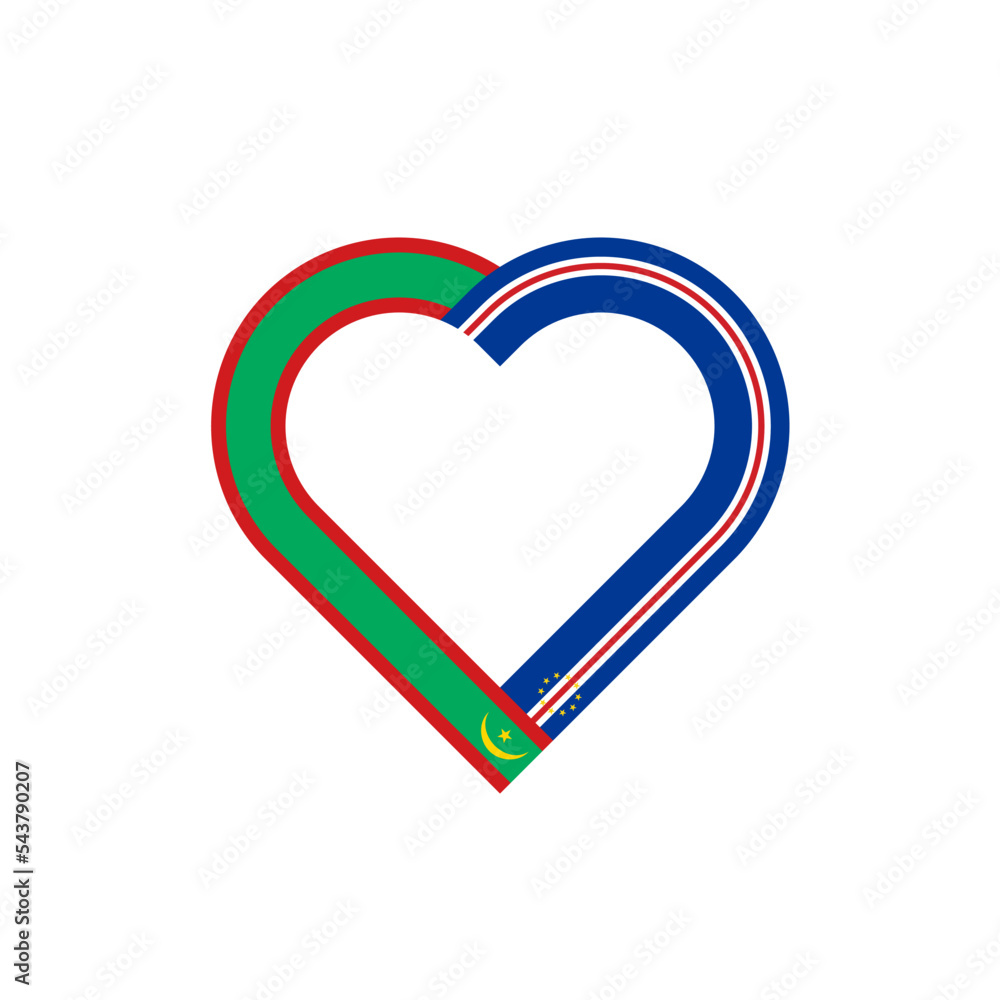 friendship concept. heart ribbon icon of mauritania and cape verde flags. vector illustration isolated on white background friendship concept. heart ribbon icon of mauritania and cape verde flags. vector illustration isolated on white background