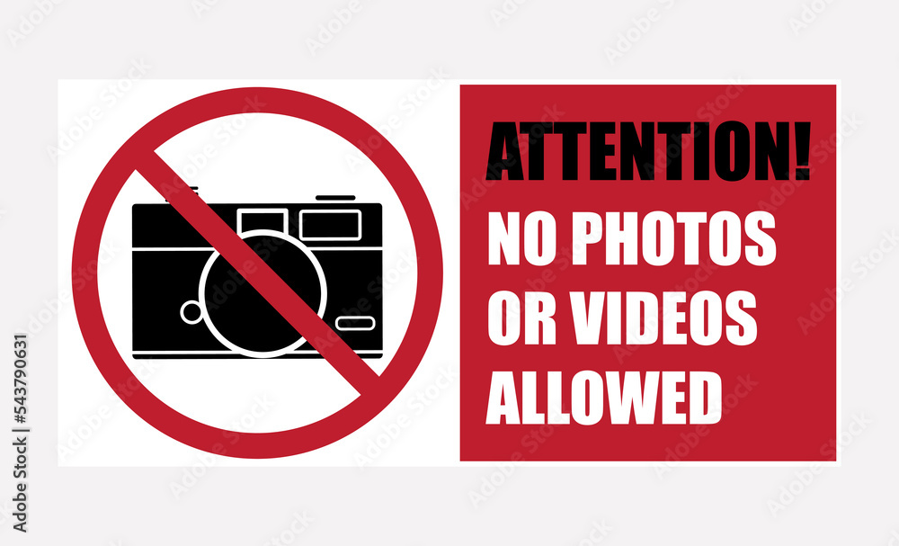 No camera allowed, do not take picture, camera prohibited icon, symbol